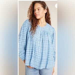 Roller Rabbit Light Blue Houndstooth Blouse
